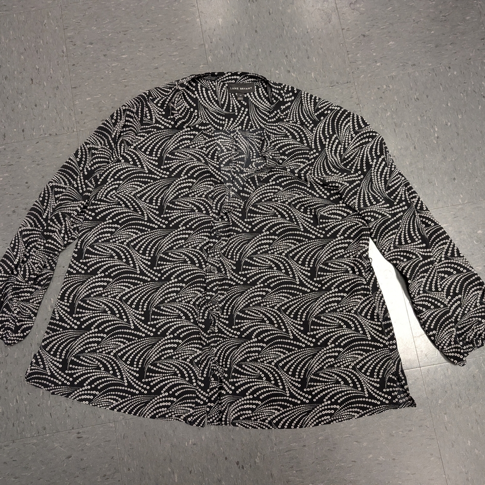 Lane Bryant Black and White Button Down Shirt